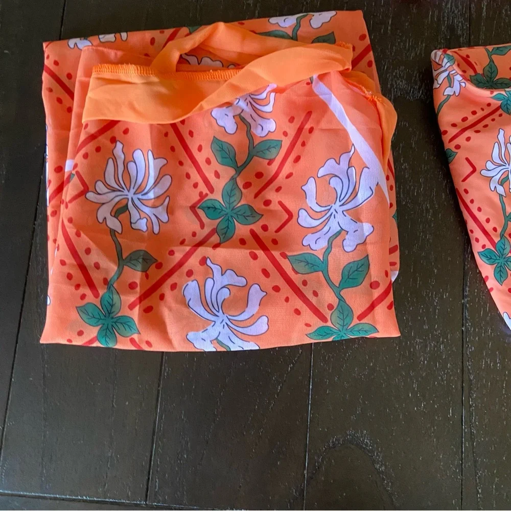 Women’s Moroccan Printed Swimsuit Cheeky Strappy Sarong NWOT Size Large Cover Up - Picture 6 of 13